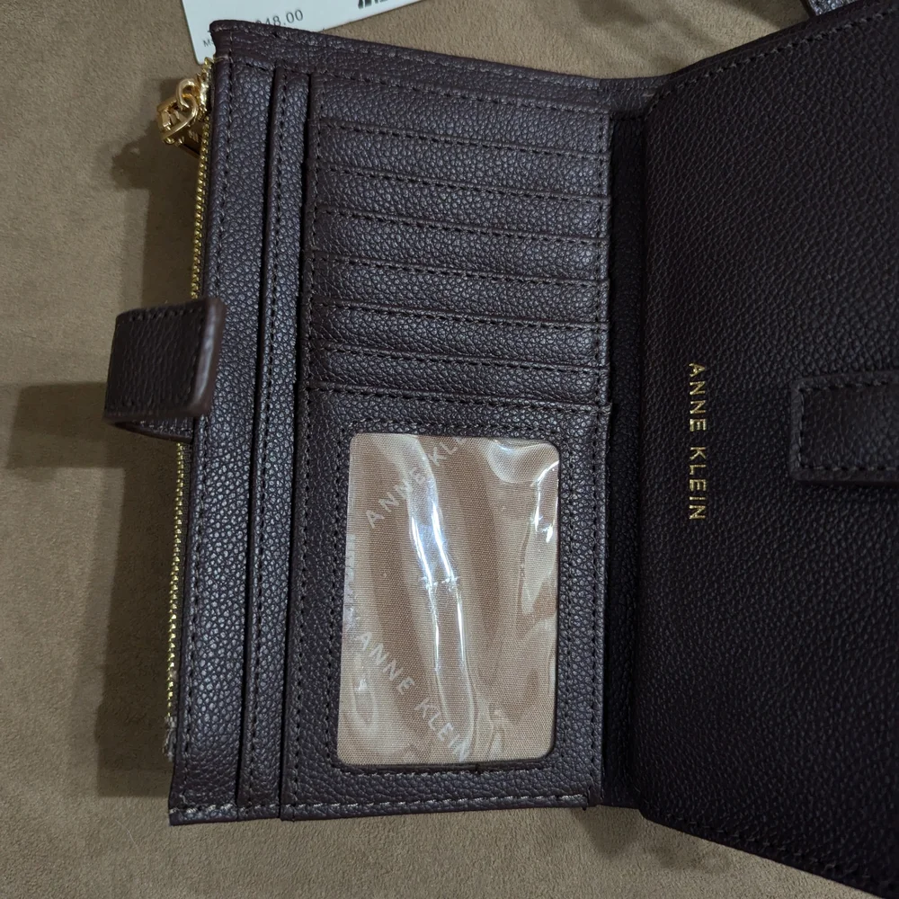 Anne Klein Signature Brown Wristlet Clutch